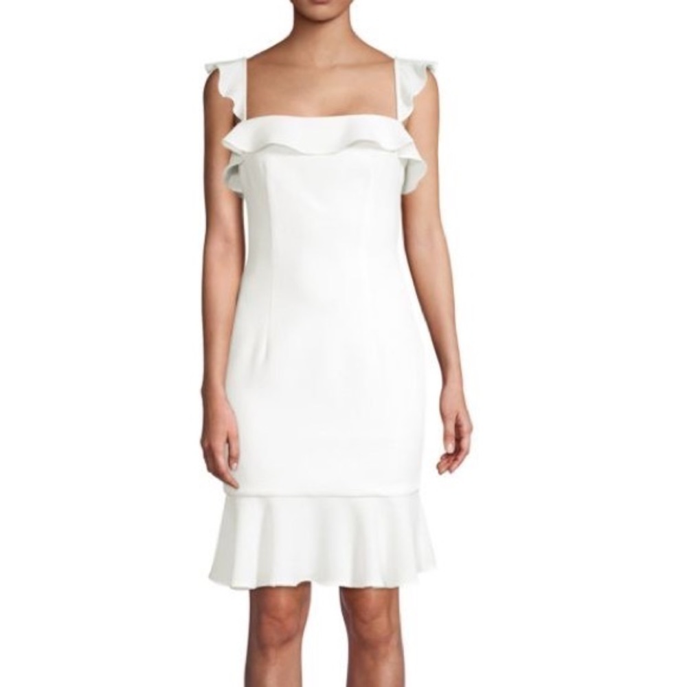 New with tag, BLACK HALO Faith White Sugar Ruffle Mini Dress Size 8